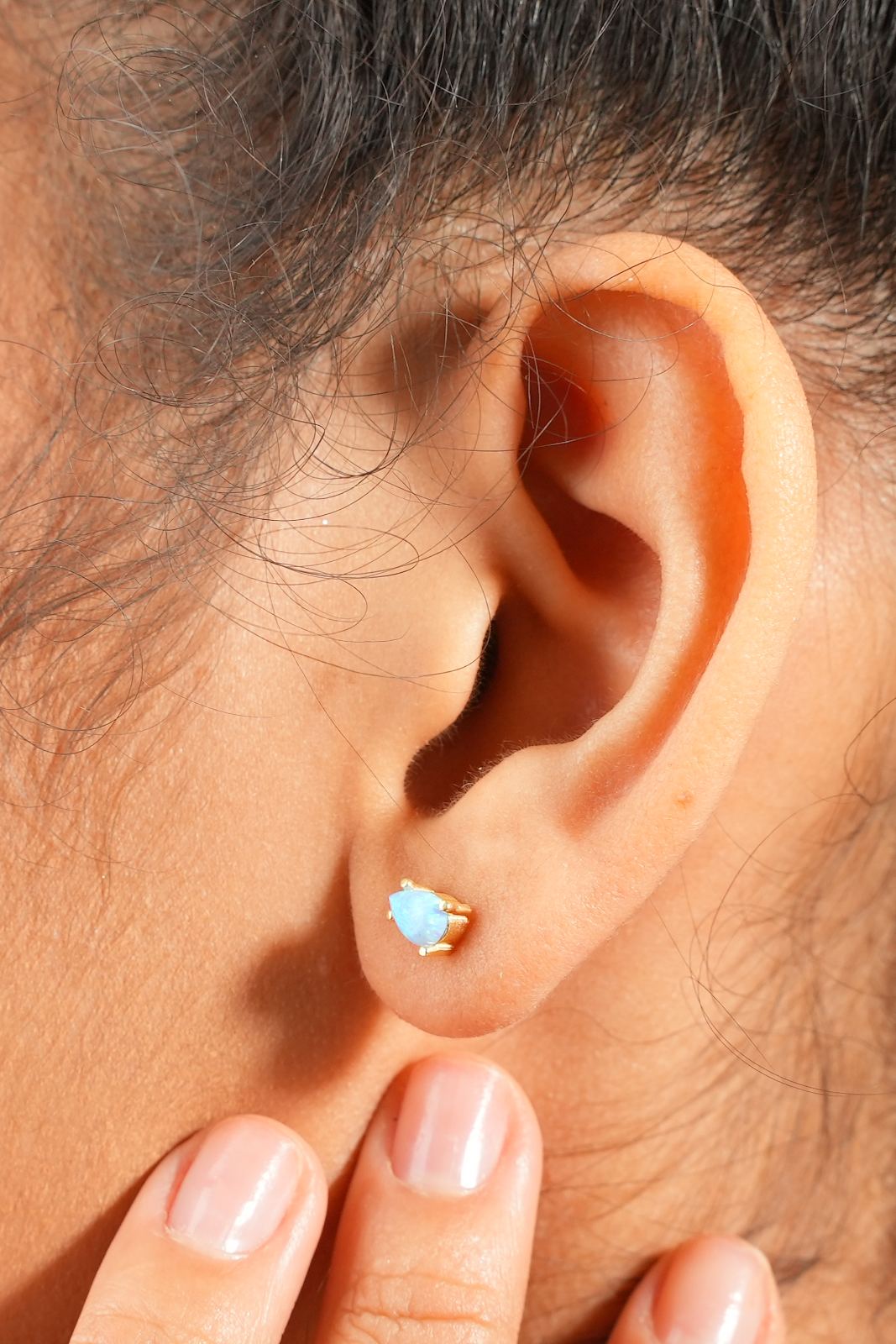 Blue Opal Teardrop Earrings Sterling Silver - Dainty Personalized Jewelry | Custom Necklaces & Gifts