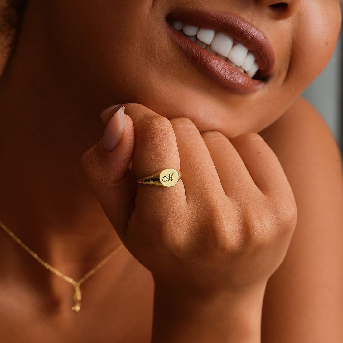 Custom Initial Signet Ring for Unique Style Letter - Dainty Personalized