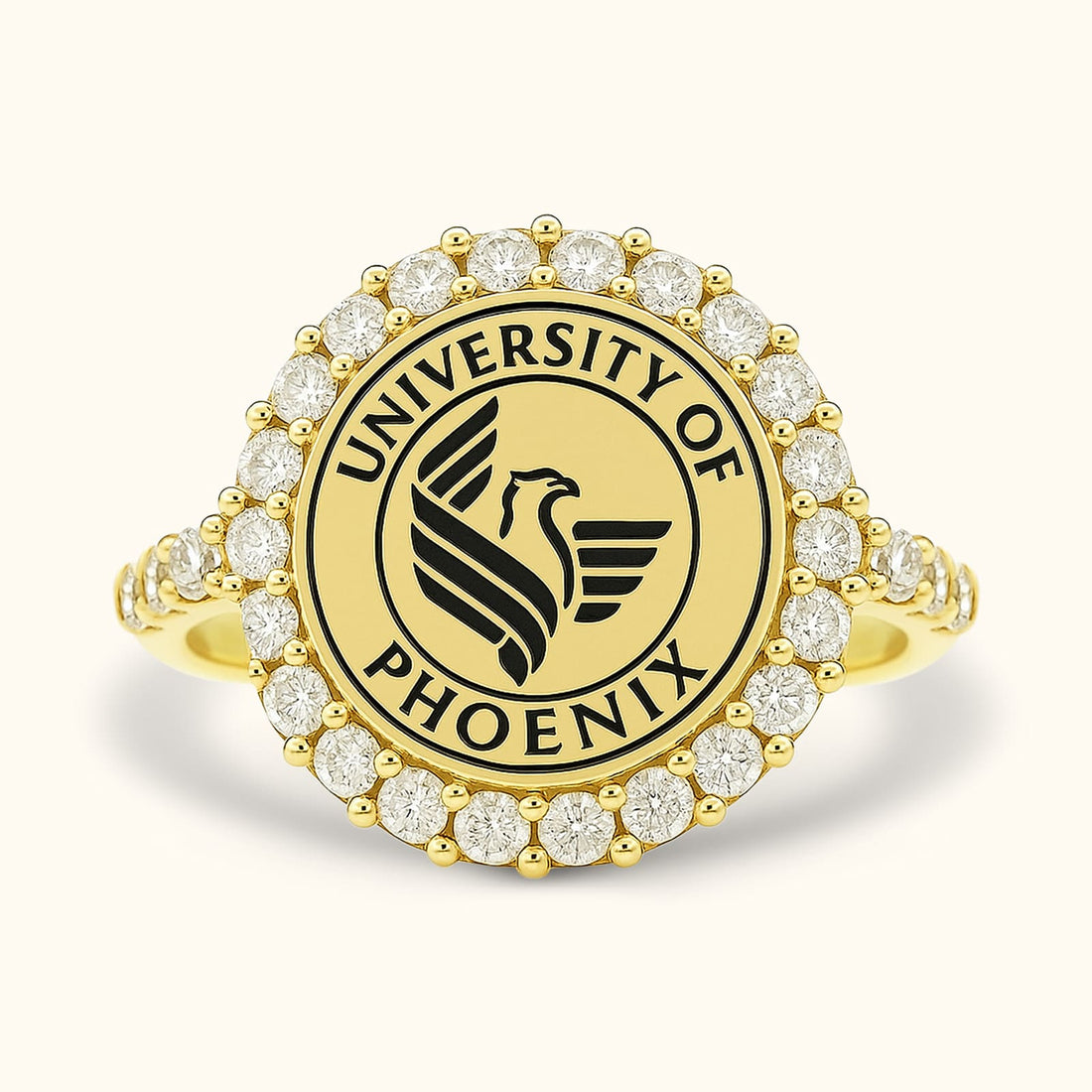 Custom Silver College Emblem Signet Ring - Dainty Personalized