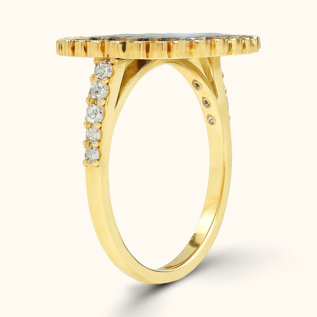 Custom Silver College Emblem Signet Ring - Dainty Personalized