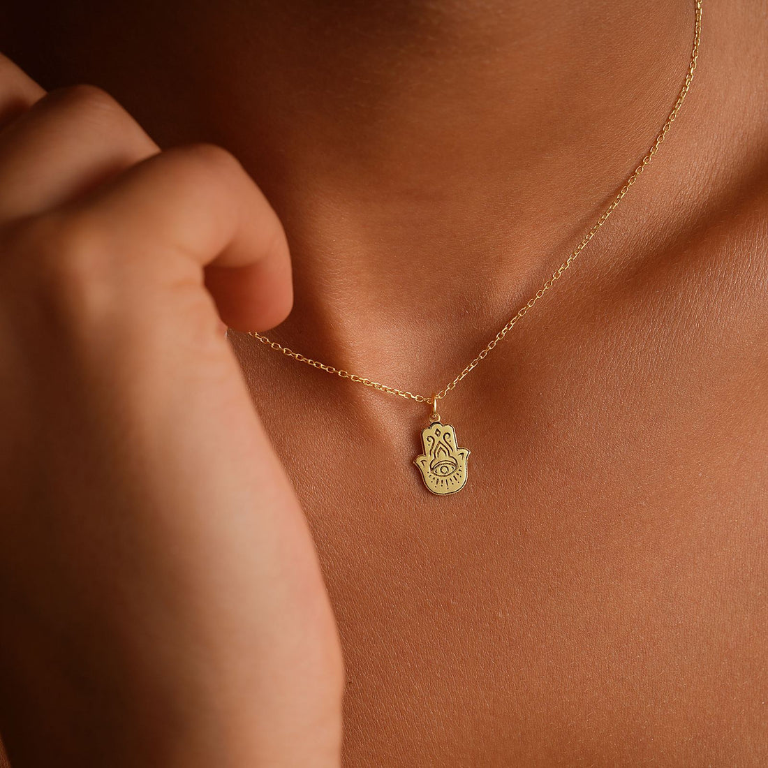 Dainty Hamsa Hand Necklace for Protection and Style - Dainty Personalized Jewelry | Custom Necklaces & Gifts