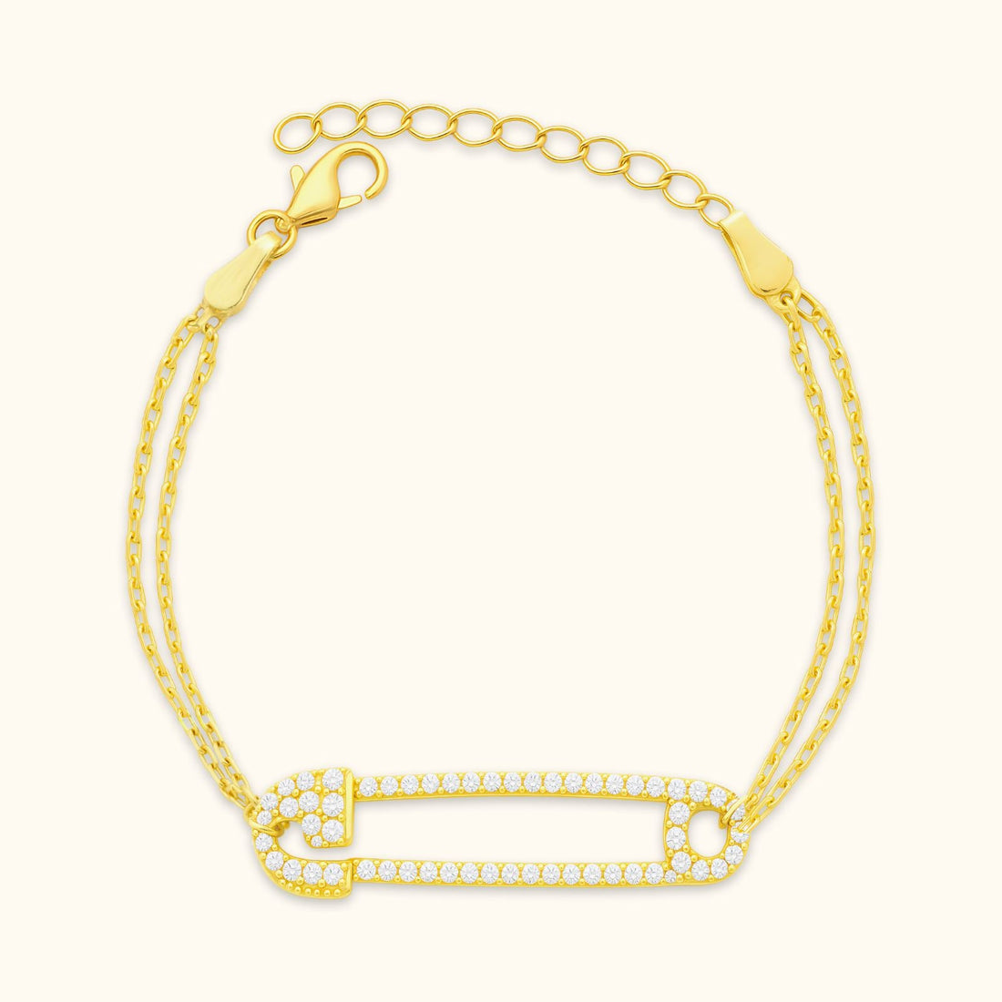 Elegant CZ Diamond Safety Pin Bracelet - Dainty Personalized Jewelry | Custom Necklaces & Gifts
