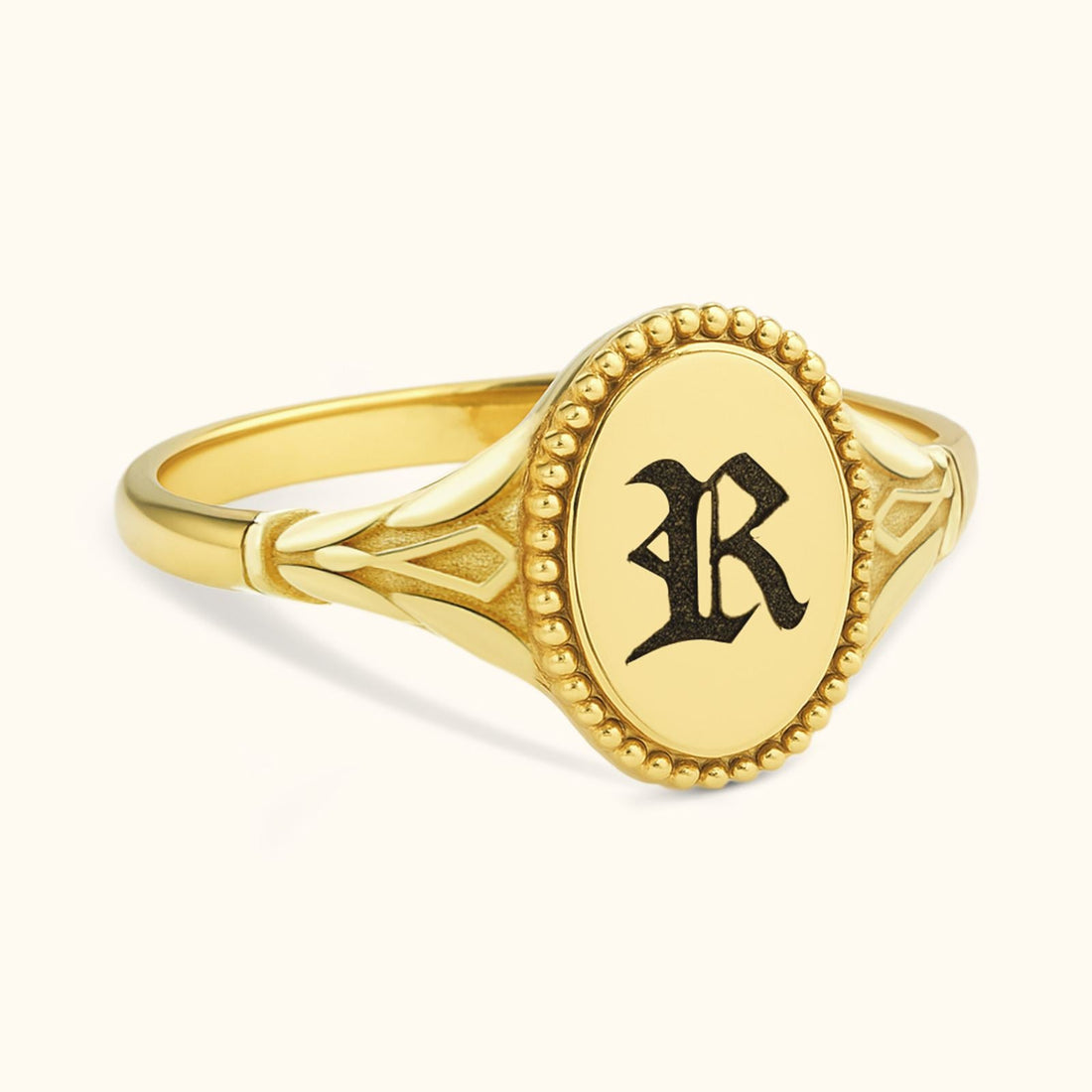 Elegant Siterling Silver Signet Ring Letter - Dainty Personalized