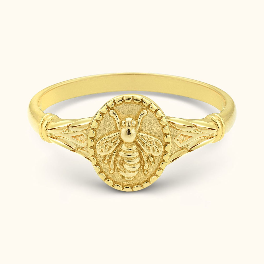 Elegant Sterling Silver Bee Signet Ring - Dainty Personalized