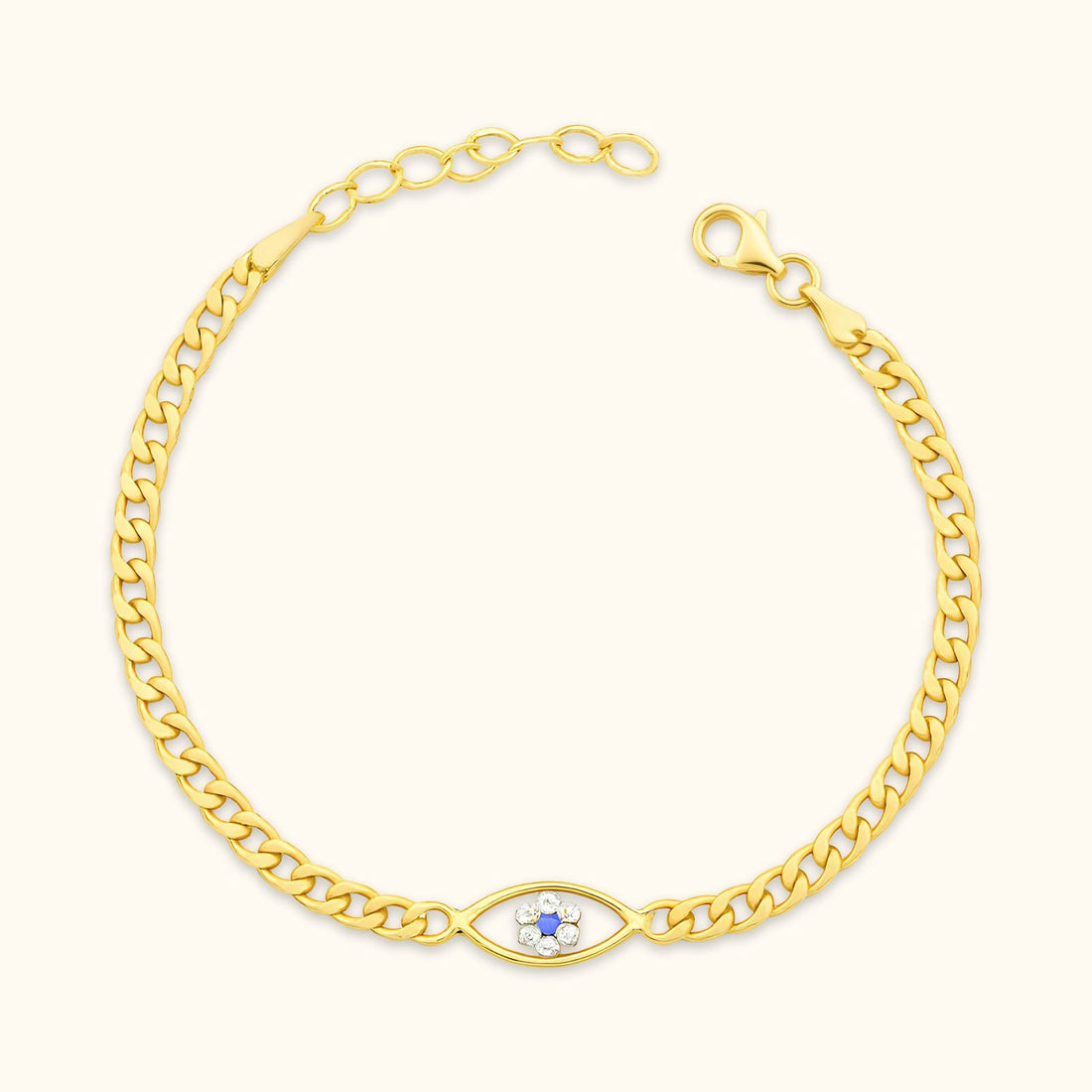 Elegant Sterling Silver Evil Eye Figaro Bracelet - Dainty Personalized Jewelry | Custom Necklaces & Gifts
