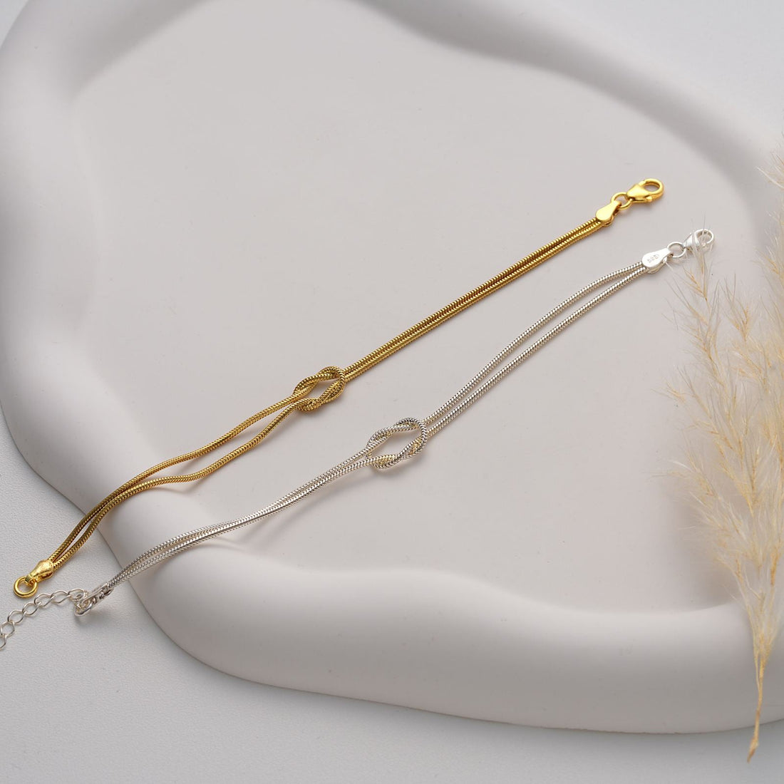 Elegant Sterling Silver Love Knot Bracelet - Dainty Personalized Jewelry | Custom Necklaces & Gifts