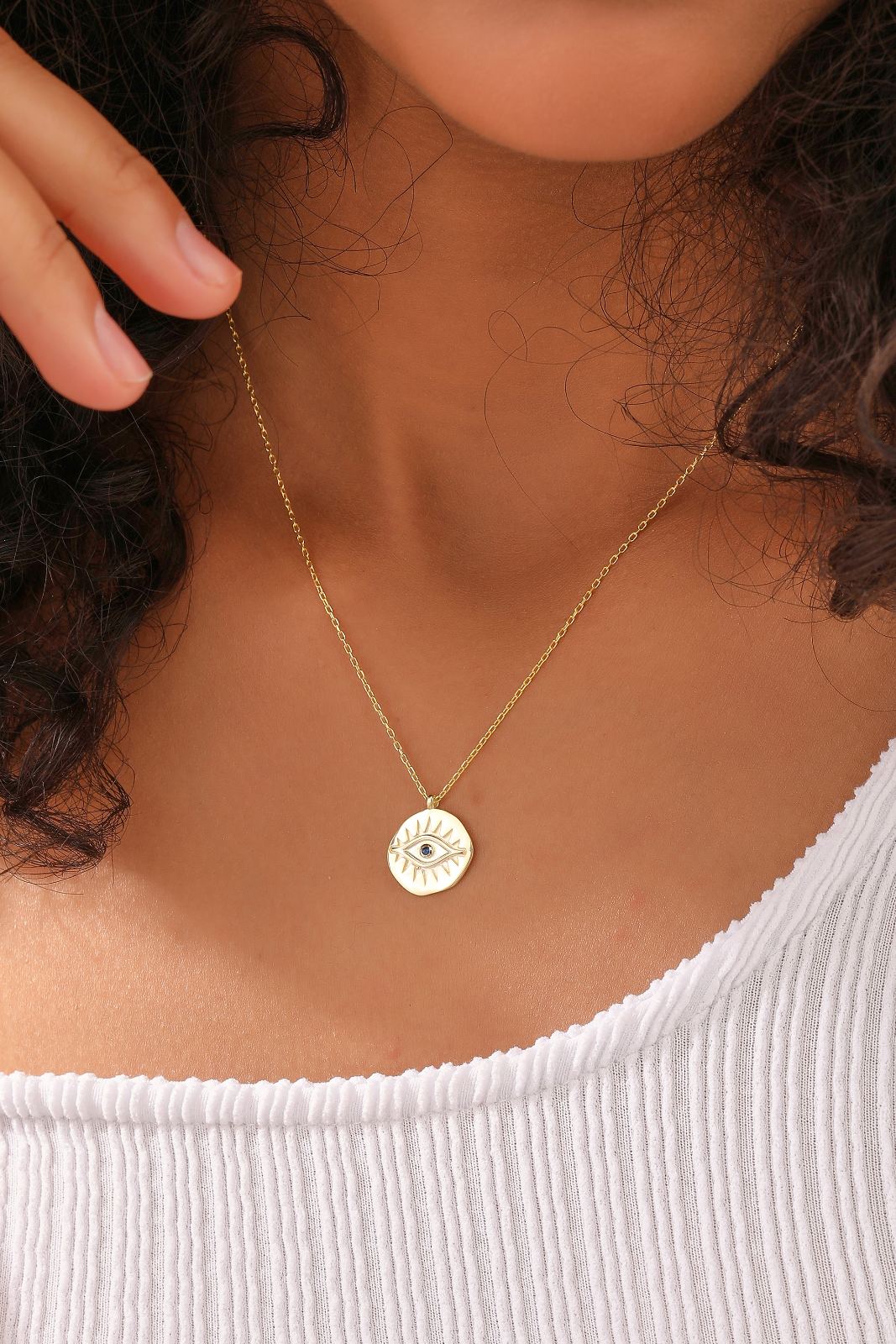 Evil Eye Locket Necklace - Dainty Personalized Jewelry | Custom Necklaces & Gifts