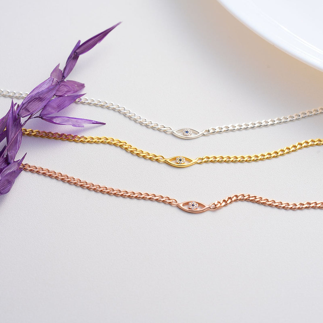 Elegant Sterling Silver Evil Eye Necklace - Dainty Personalized Jewelry | Custom Necklaces & Gifts