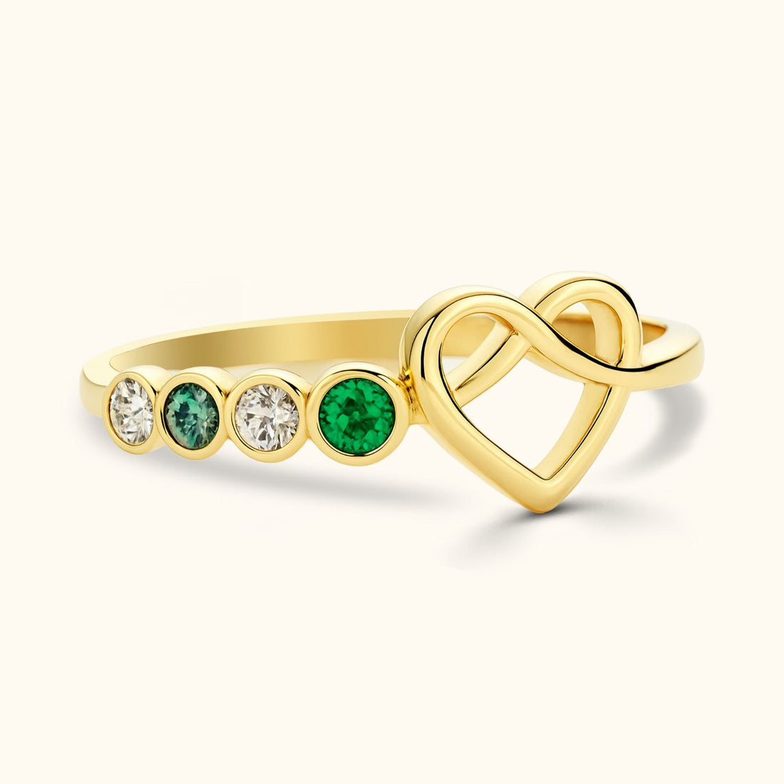 Heart - Shaped Duo Birthstone Signet Ring for Loved Ones - Dainty Personalized