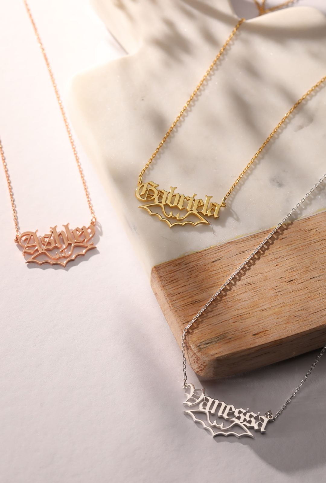 Personalized Bat Necklace, Custom Gothic Jewelry - Dainty Personalized Jewelry | Custom Necklaces & Gifts