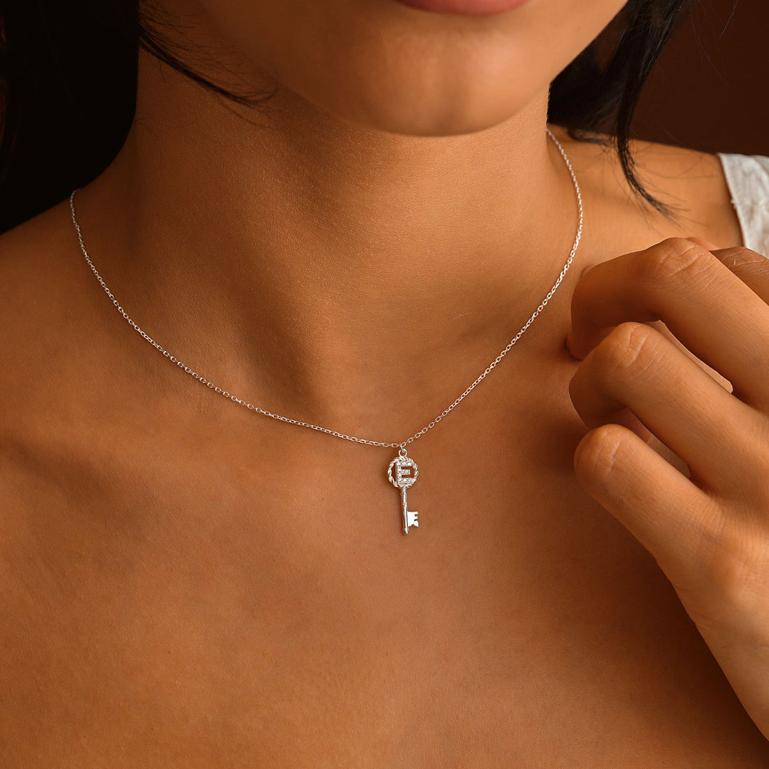 Personalized Key Initial Necklace Custom Letter Pendant Jewelry - Dainty Personalized