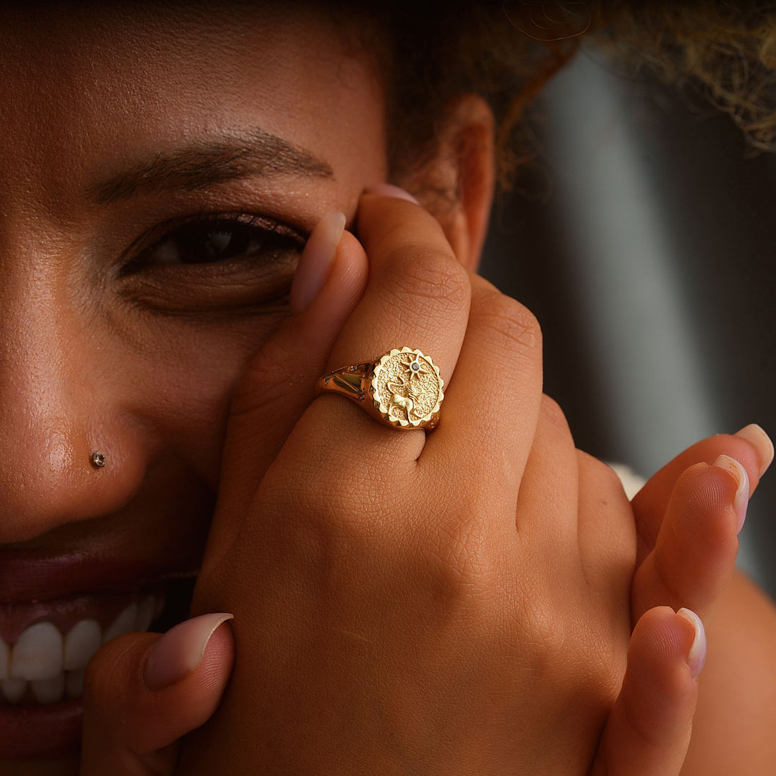 Personalized Zodiac Signet Ring for Astrology Lovers - Dainty Personalized