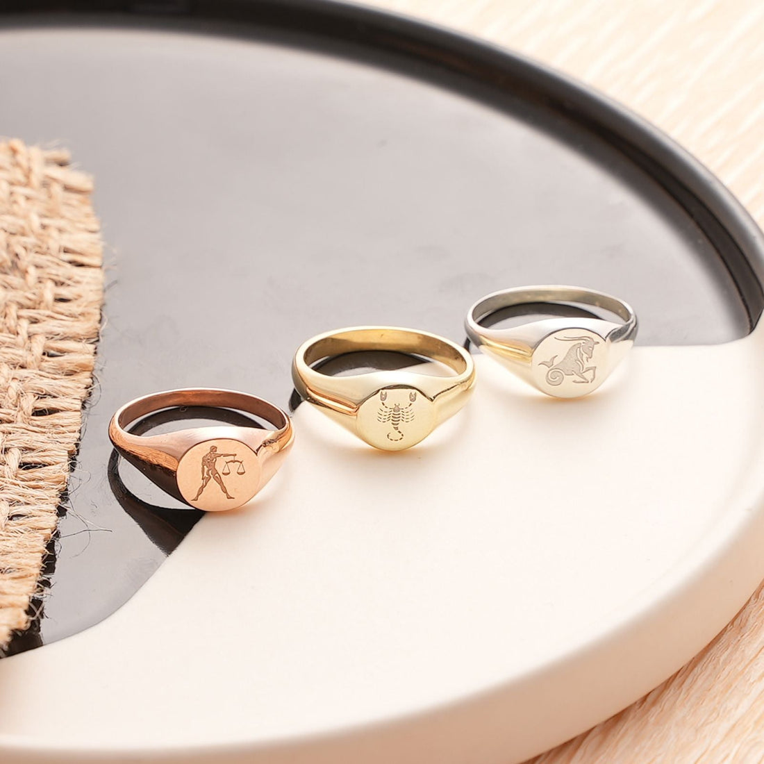Personalized Zodiac Signet Ring for Astrology Lovers - Dainty Personalized