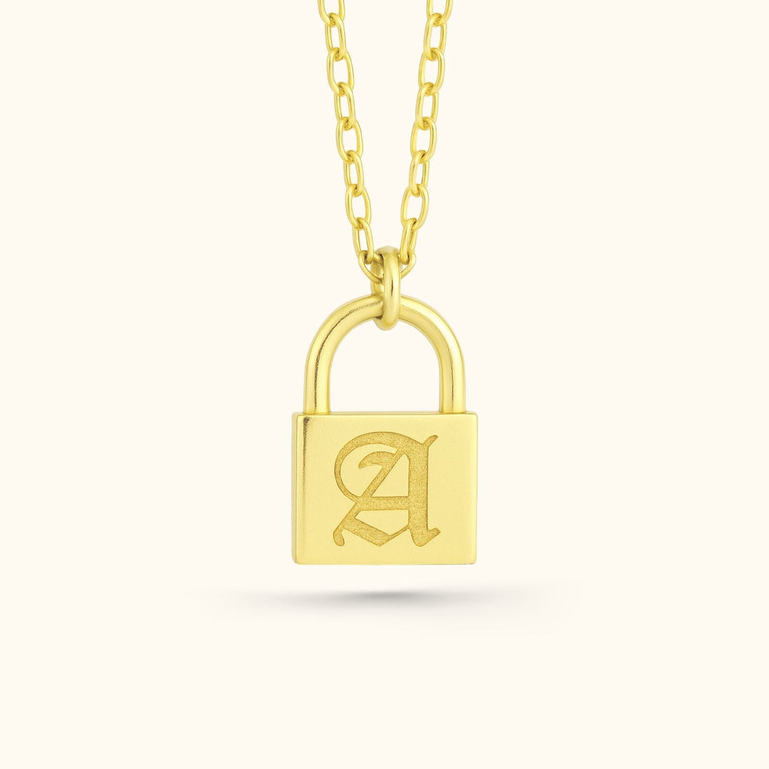 Sterling Silver Personalized Initial Padlock Necklace - Dainty Personalized