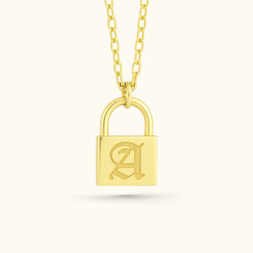 Sterling Silver Personalized Initial Padlock Necklace - Dainty Personalized