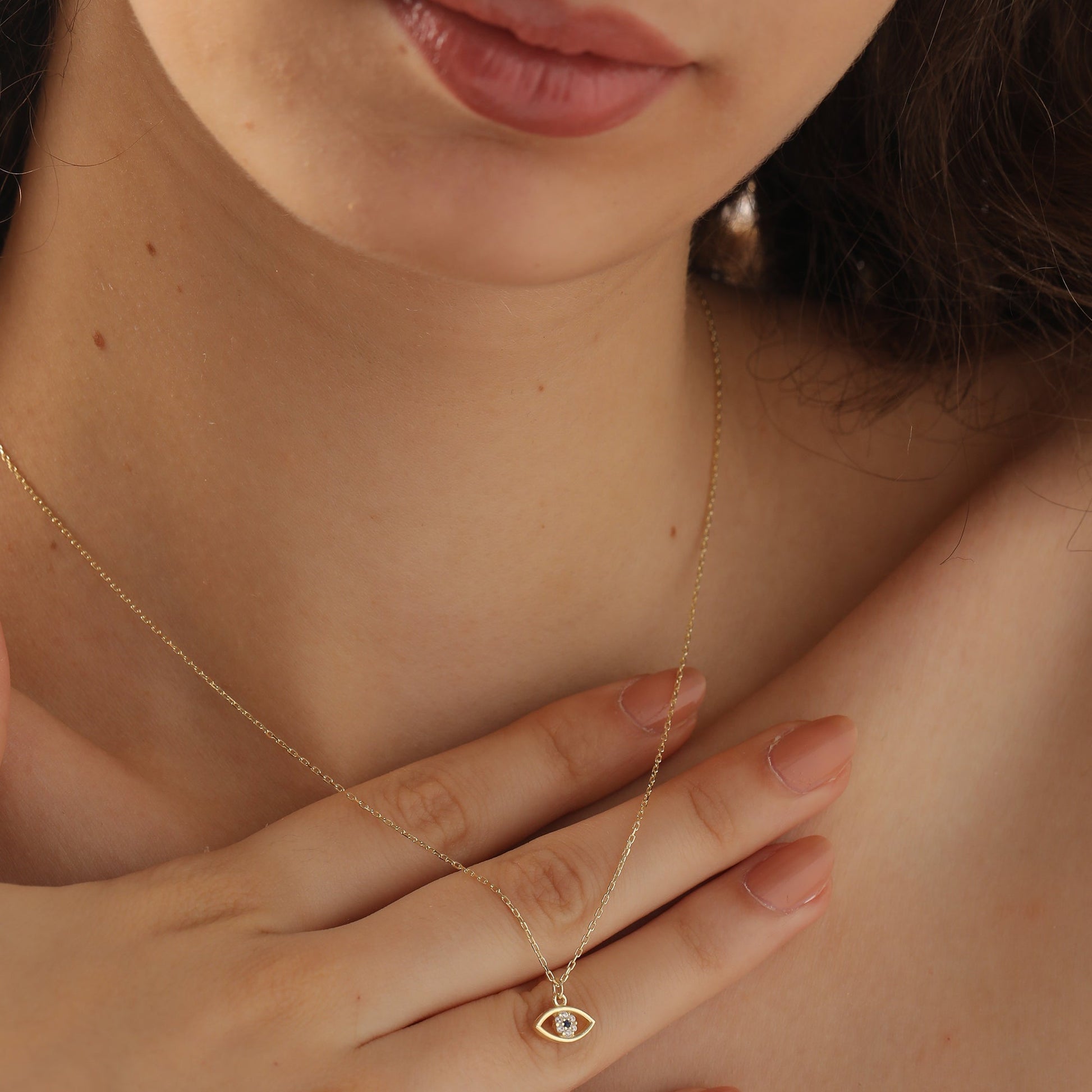 14K Solid Gold Evil Eye Necklace - Dainty Personalized Jewelry | Custom Necklaces & Gifts