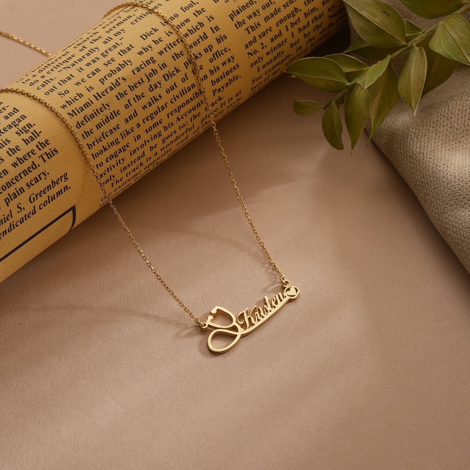 14K Solid Gold Stethoscope Name Necklace - Dainty Personalized Jewelry | Custom Necklaces & Gifts