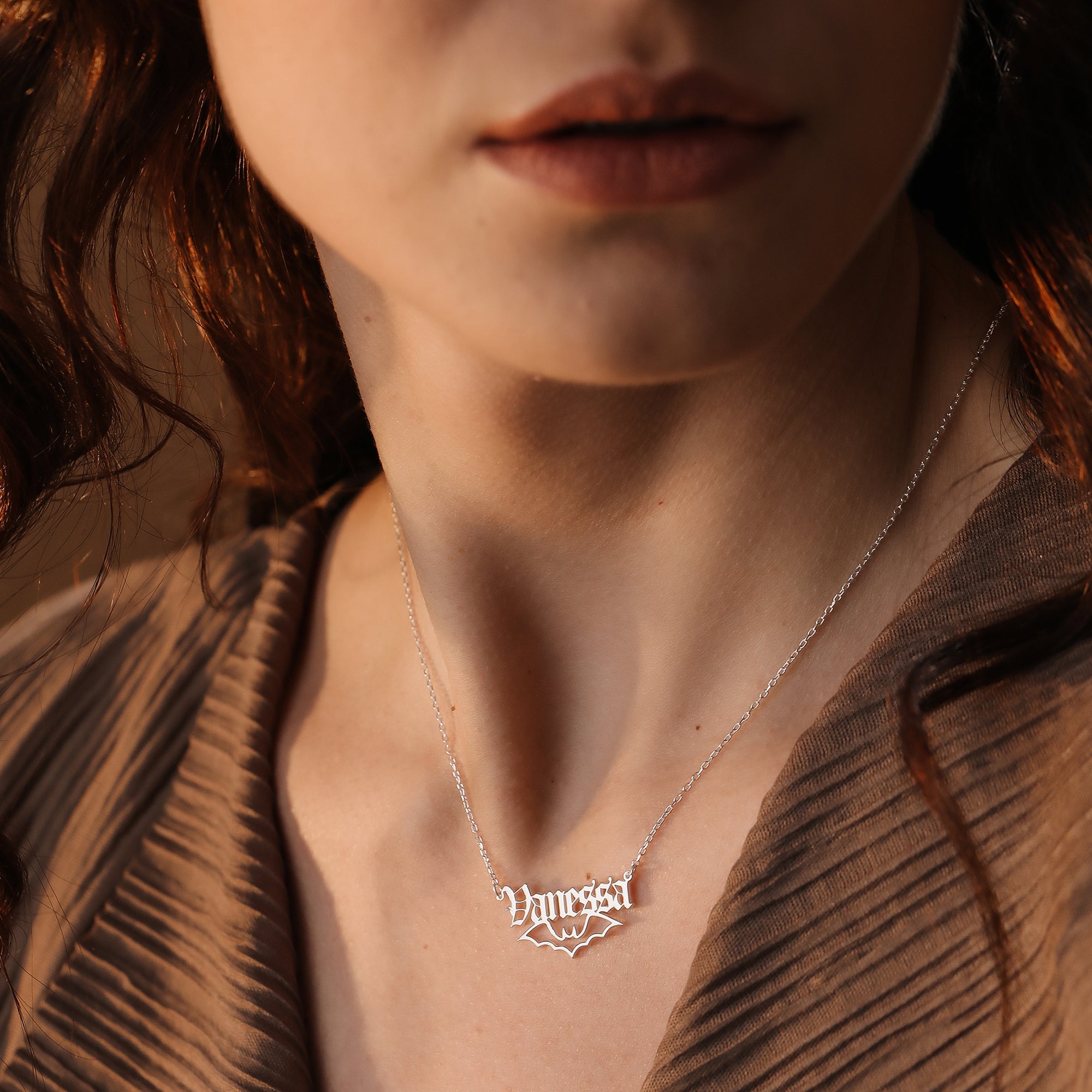 Bat Necklace Custom Gothic Jewelry - Dainty Personalized Jewelry | Custom Necklaces & Gifts