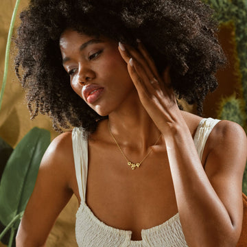 Model wearing a Custom 3D Birth Flower Necklace made of high-quality solid 925 sterling silver.