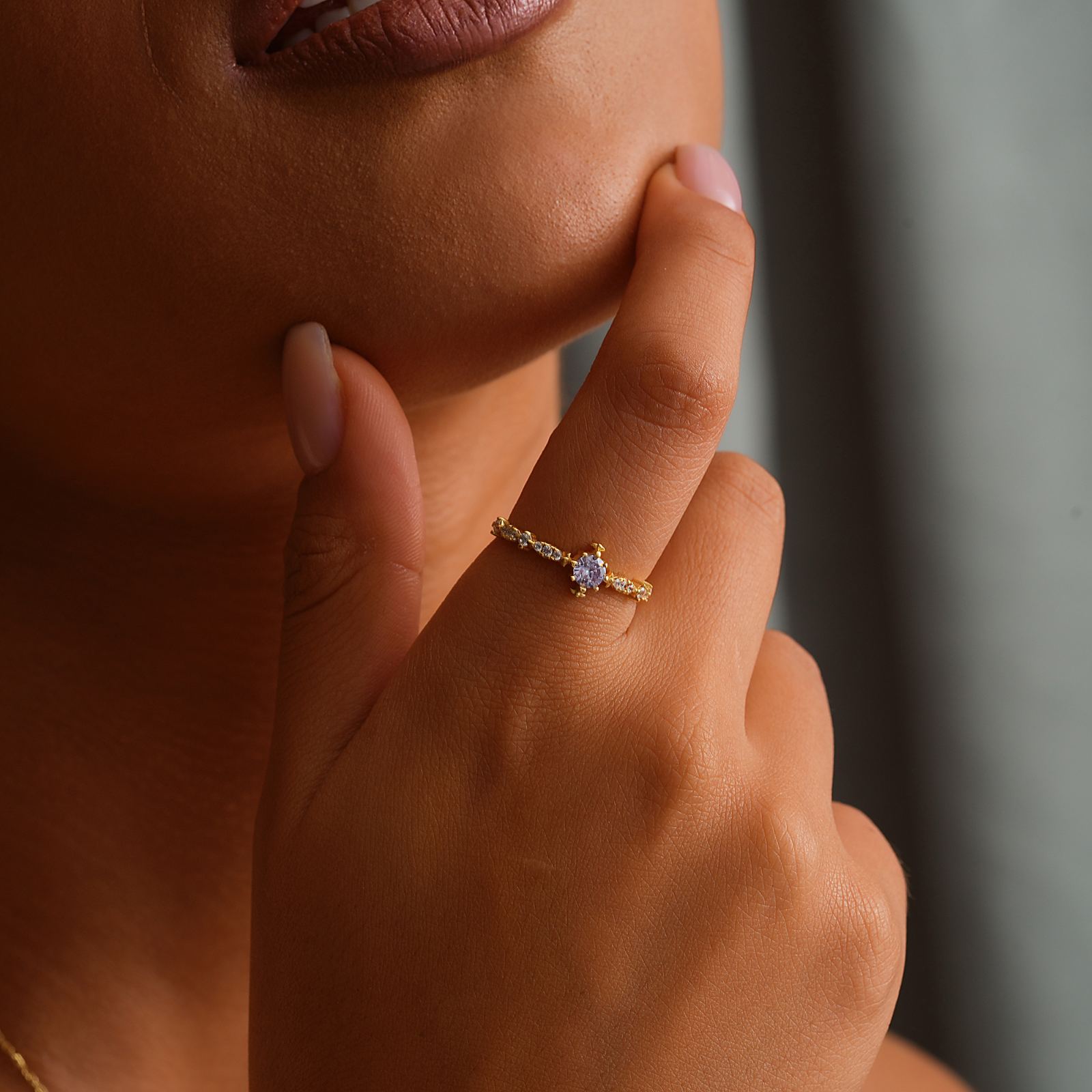 Birth Stone Ring Engagement Cubic Zirconia - Dainty Personalized Jewelry | Custom Necklaces & Gifts