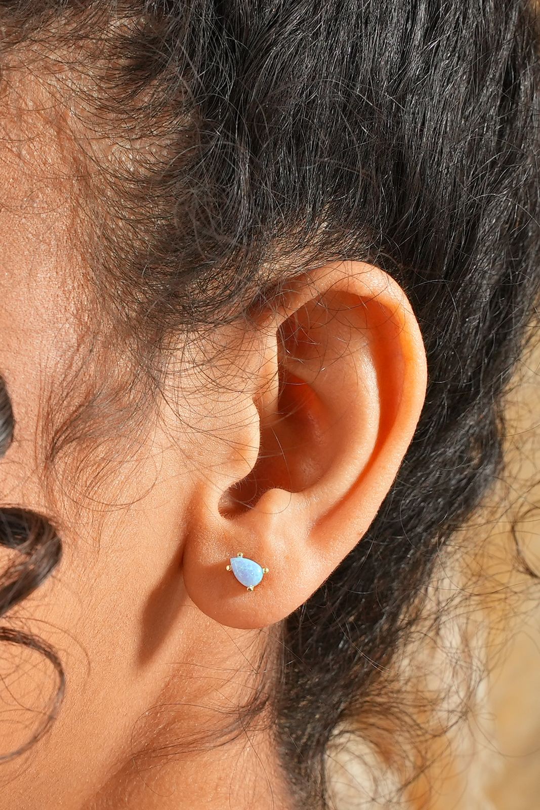 Blue Opal Teardrop Earrings Sterling Silver - Dainty Personalized Jewelry | Custom Necklaces & Gifts