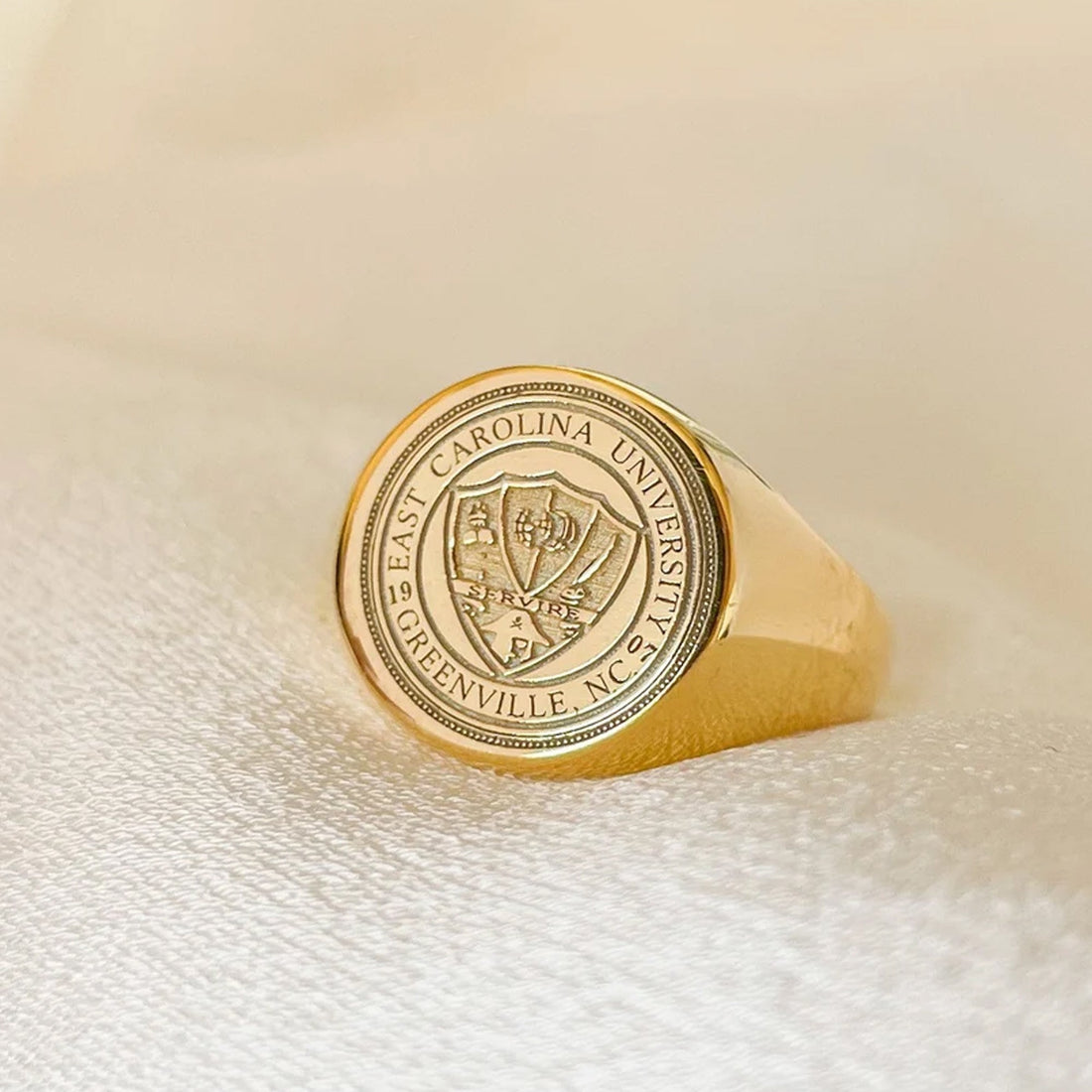 College Signet Ring Emblem Silver - Dainty Personalized Jewelry | Custom Necklaces & Gifts