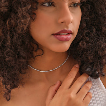 Cubic Zirconia Tennis Necklace Sterling Silver - Dainty Personalized Jewelry | Custom Necklaces & Gifts