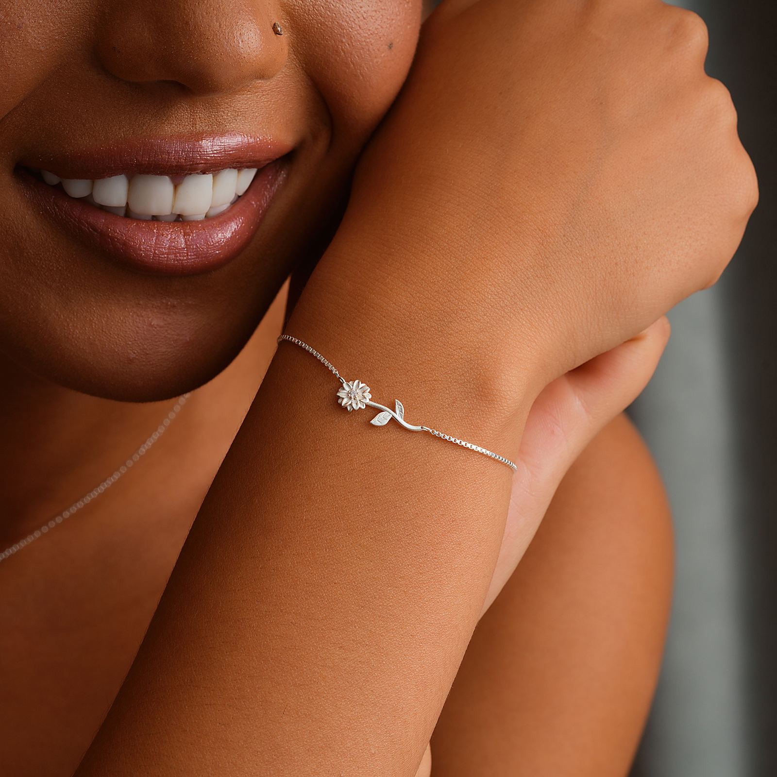 Custom Birth Flower Bracelet Sterling Silver - Dainty Personalized Jewelry | Custom Necklaces & Gifts