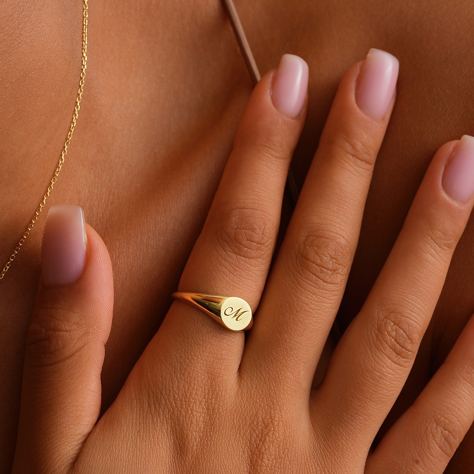 Custom Initial Signet Ring for Unique Style Letter - Dainty Personalized