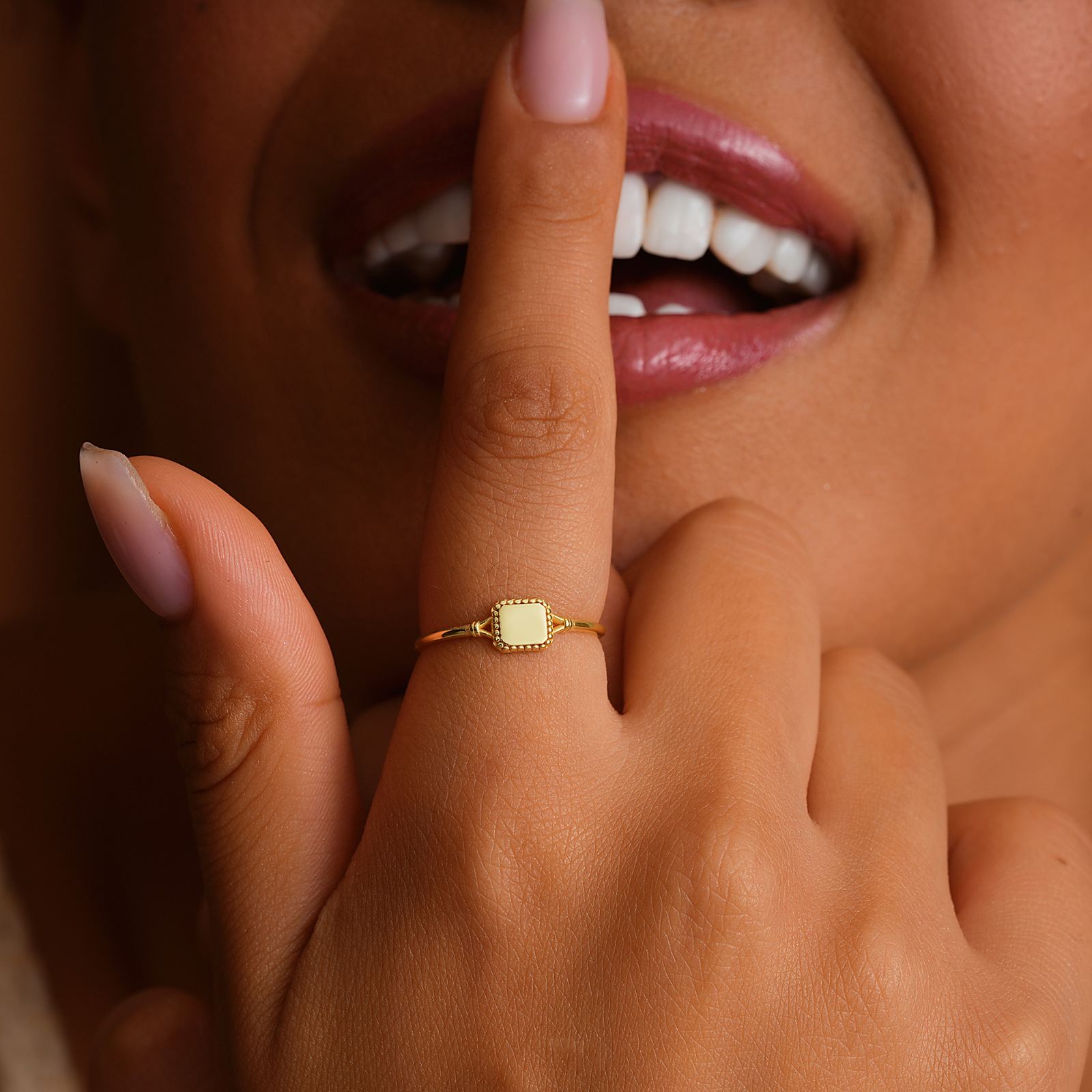 Custom Pinky Signet Ring with Initials - Dainty Personalized Jewelry | Custom Necklaces & Gifts