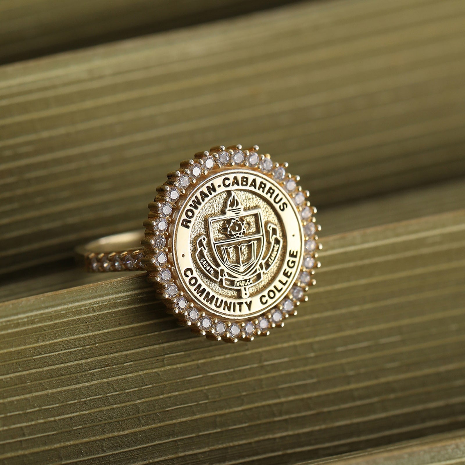 Custom Silver College Emblem Signet Ring - Dainty Personalized