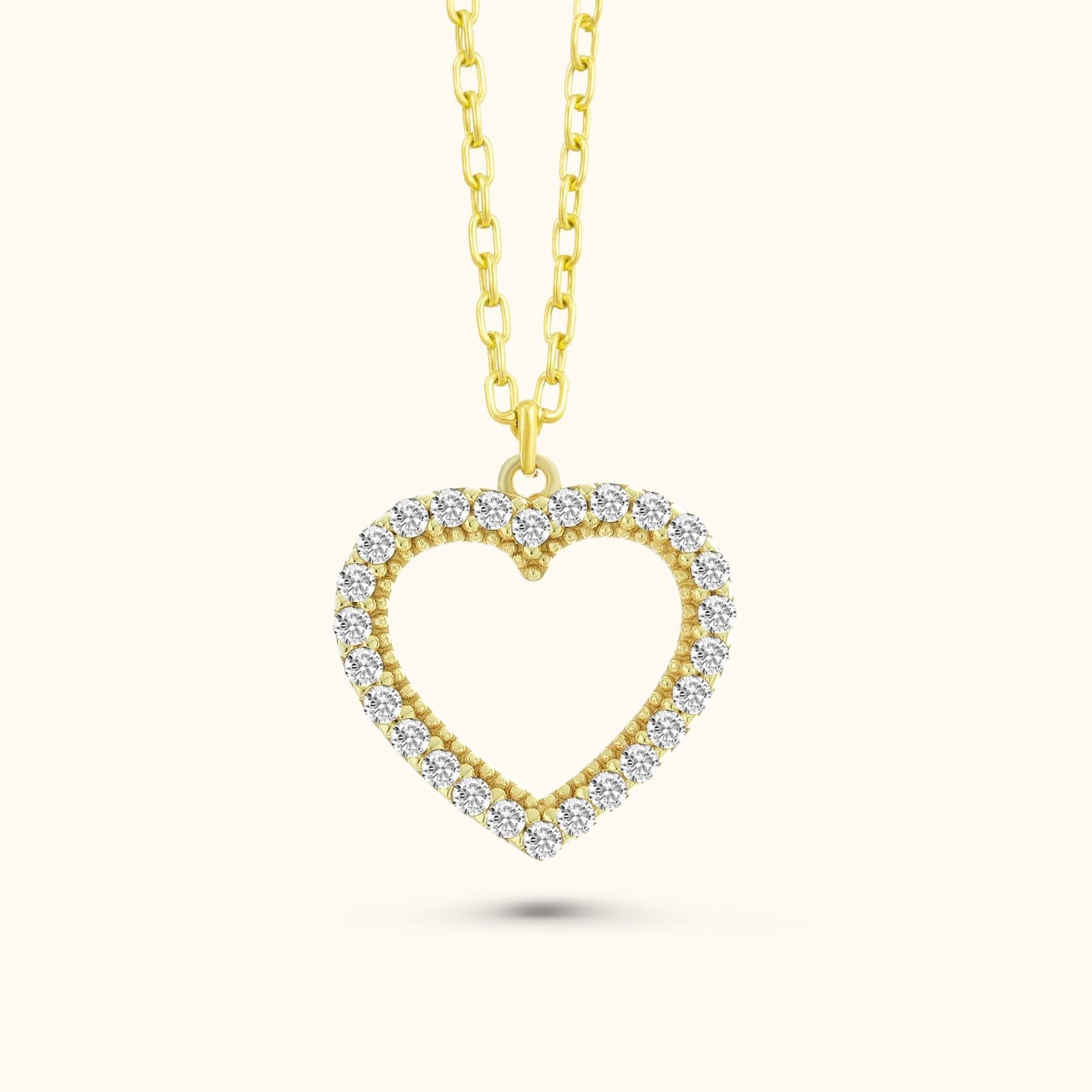 CZ Diamond Heart Necklace - Dainty Personalized Jewelry | Custom Necklaces & Gifts
