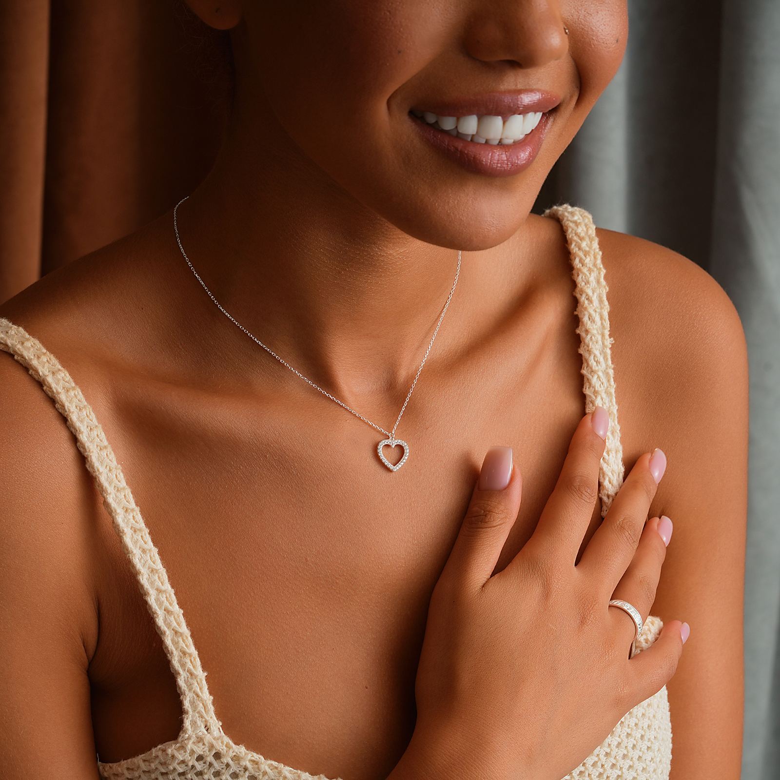 CZ Diamond Heart Necklace - Dainty Personalized Jewelry | Custom Necklaces & Gifts