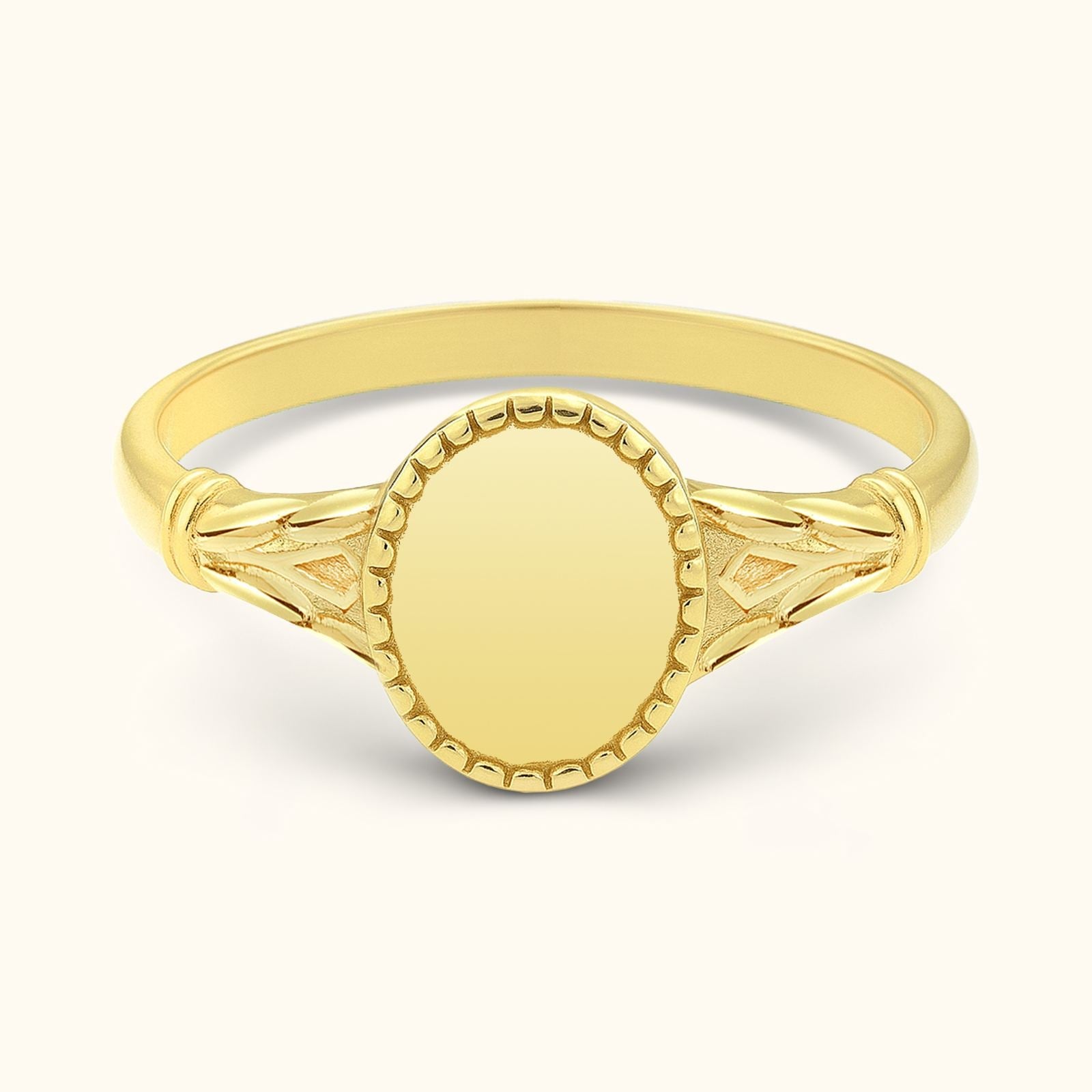 Dainty Birth Flower Signet Ring - Dainty Personalized