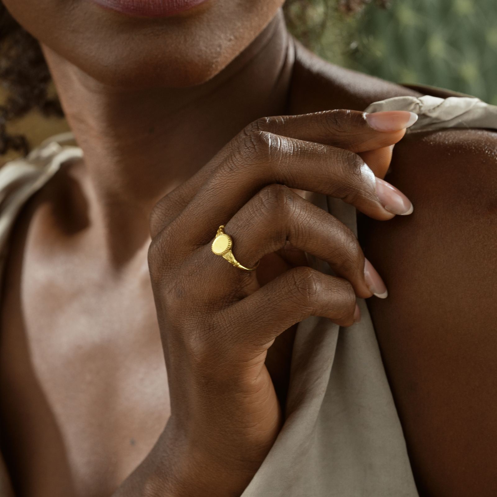 Dainty Birth Flower Signet Ring - Dainty Personalized Jewelry | Custom Necklaces & Gifts