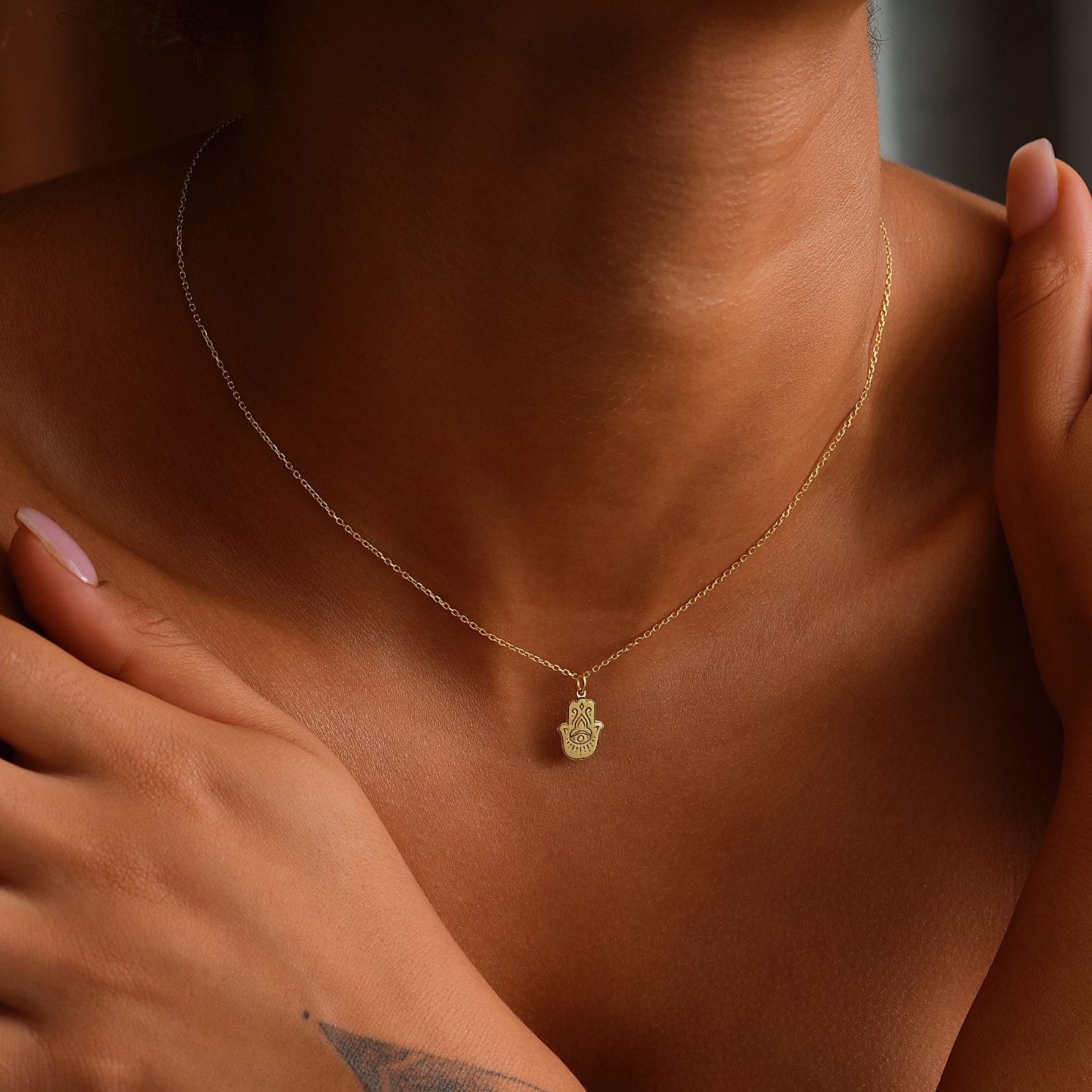 Dainty Hamsa Hand Necklace for Protection and Style - Dainty Personalized Jewelry | Custom Necklaces & Gifts