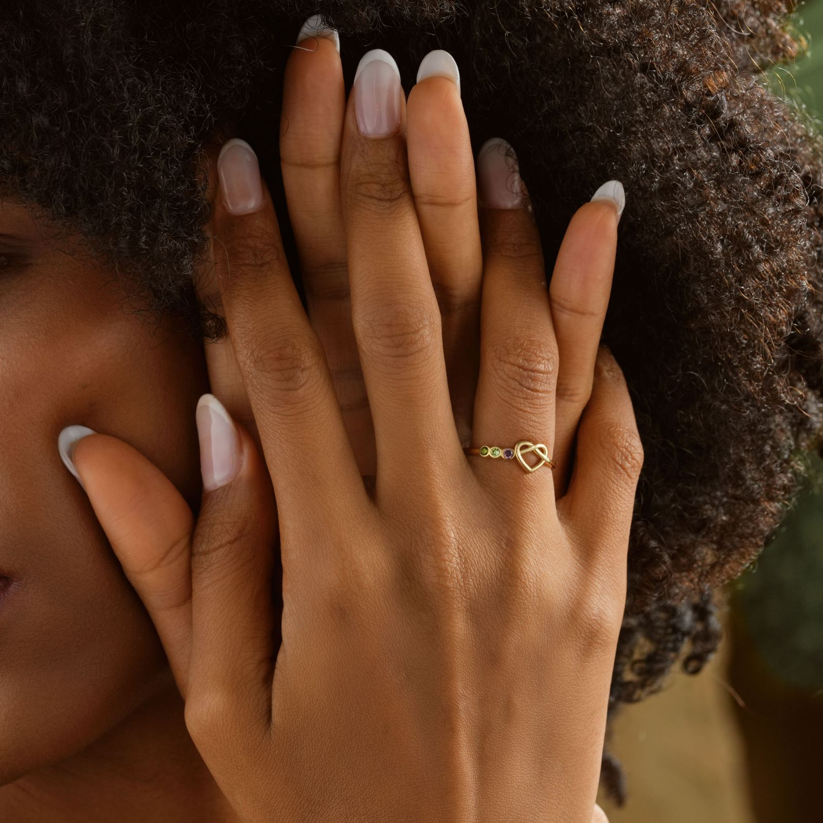 Duo Birthstone Heart Signet Ring - Dainty Personalized Jewelry | Custom Necklaces & Gifts