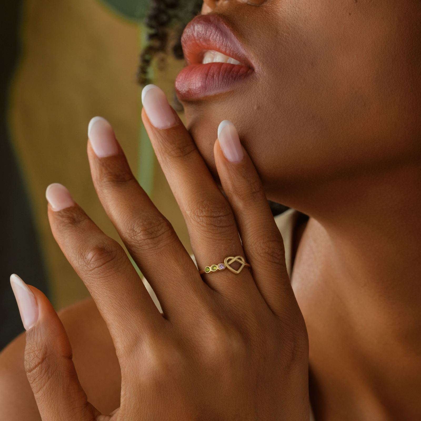 Duo Birthstone Heart Signet Ring - Dainty Personalized Jewelry | Custom Necklaces & Gifts