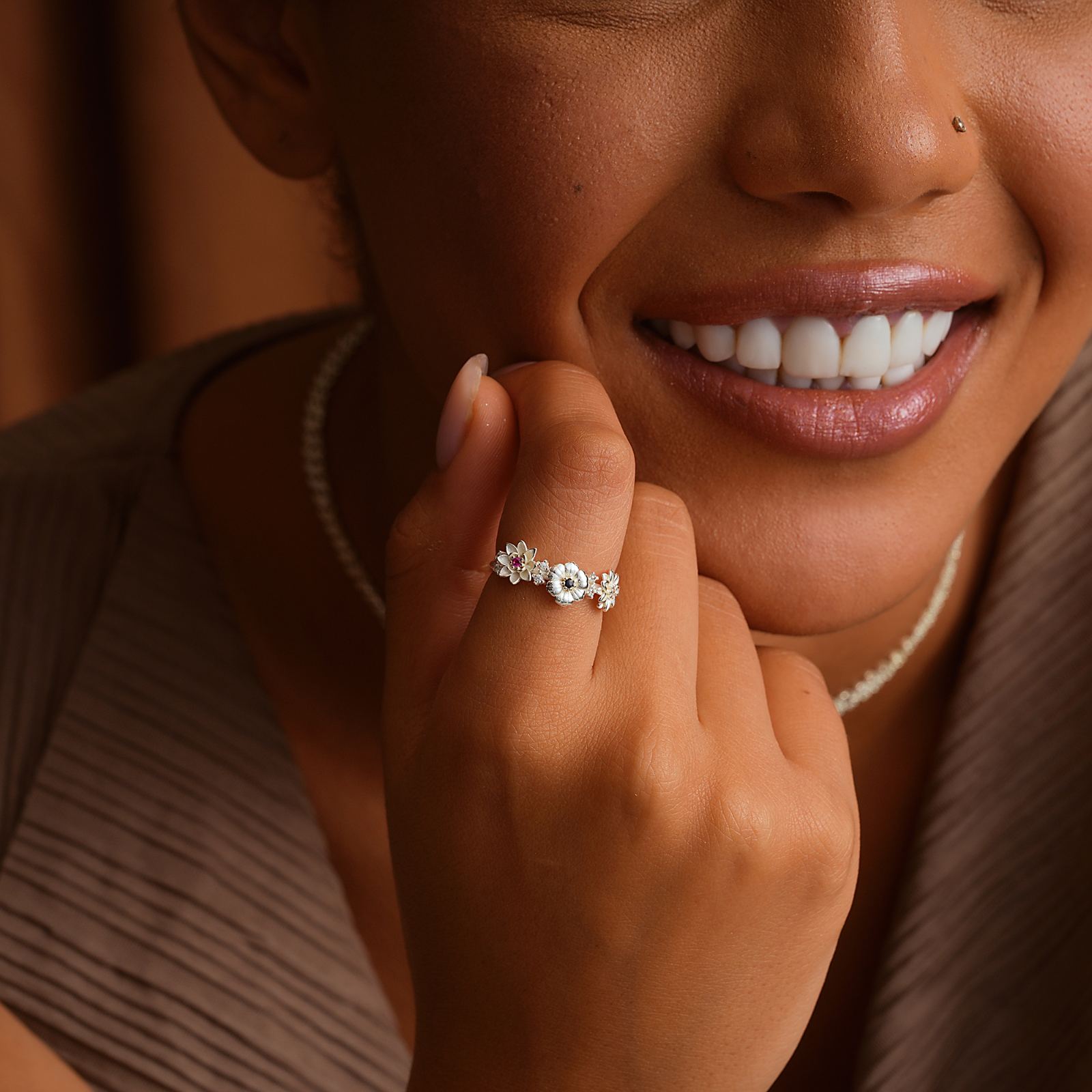 Elegant Combined Birth Flower Ring for Every Occasion - Dainty Personalized