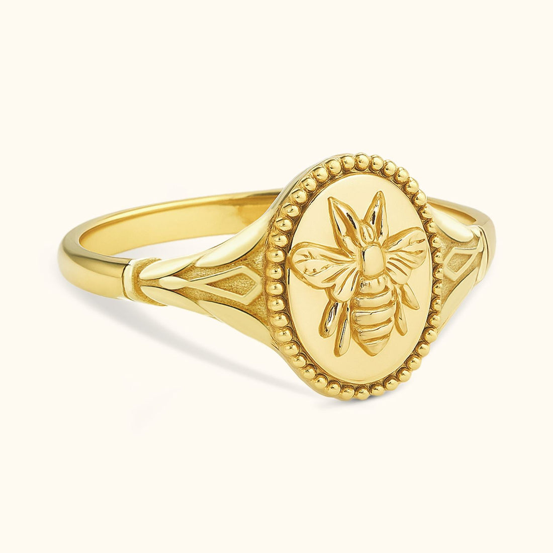 Elegant Sterling Silver Bee Signet Ring - Dainty Personalized