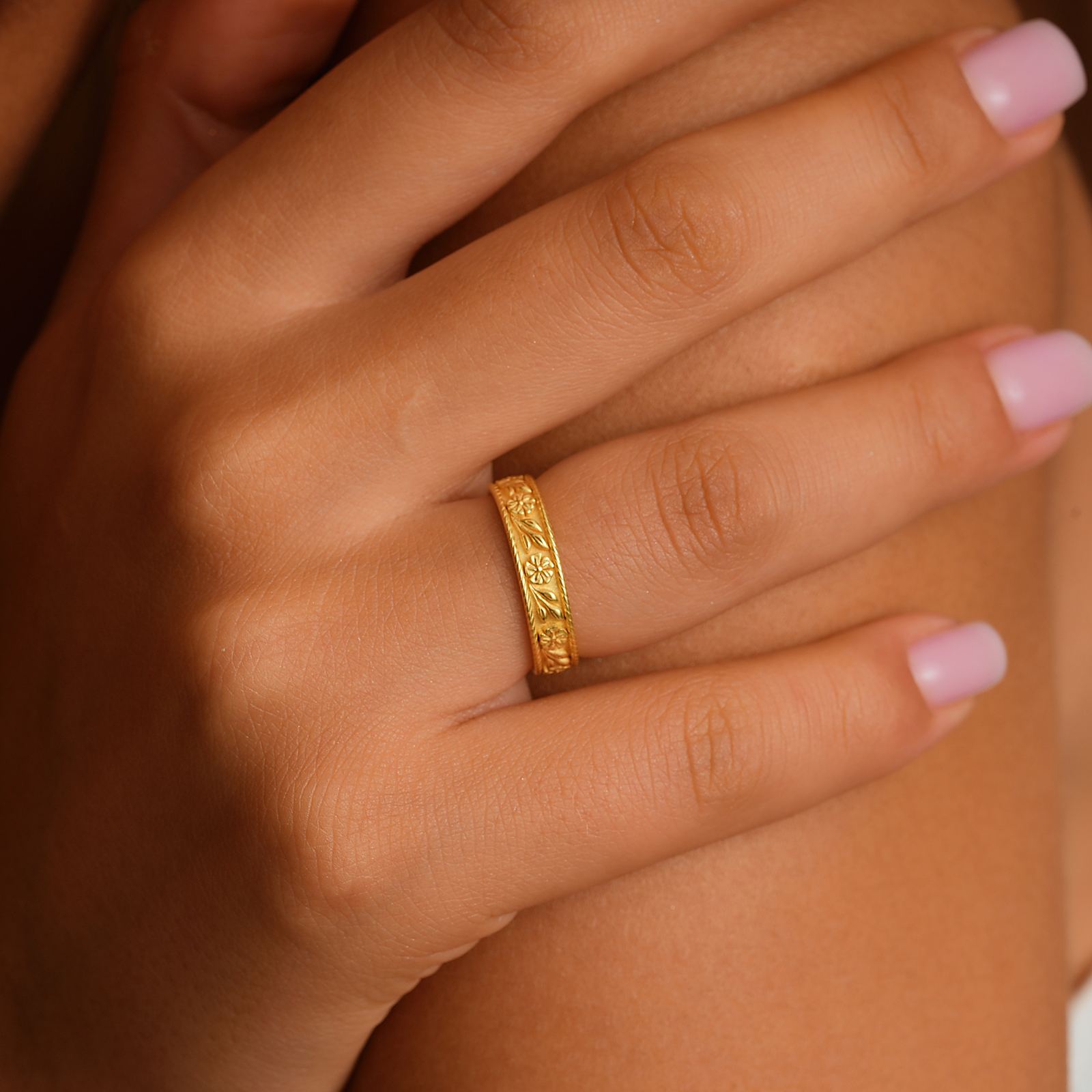 Elegant Sterling Silver Vintage Design Flower Wedding Ring - Dainty Personalized