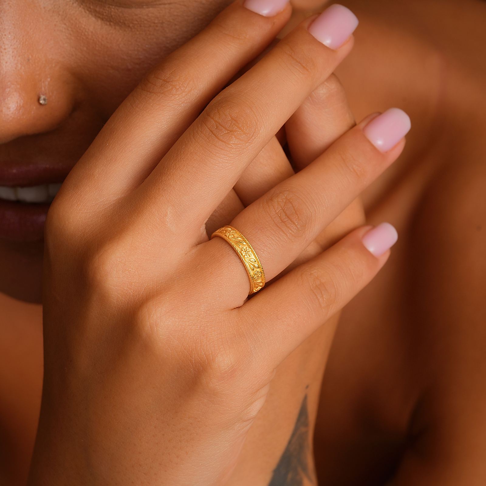 Elegant Sterling Silver Vintage Design Flower Wedding Ring - Dainty Personalized
