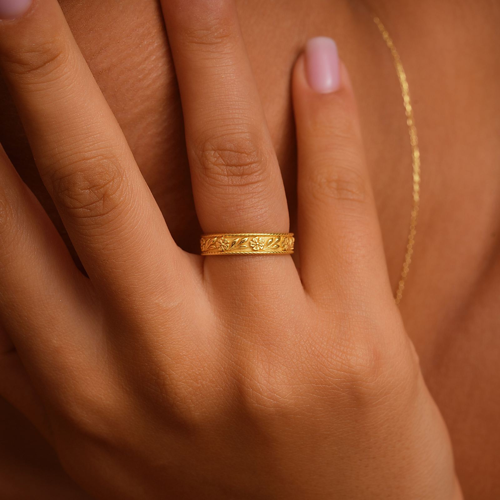 Elegant Sterling Silver Vintage Design Flower Wedding Ring - Dainty Personalized