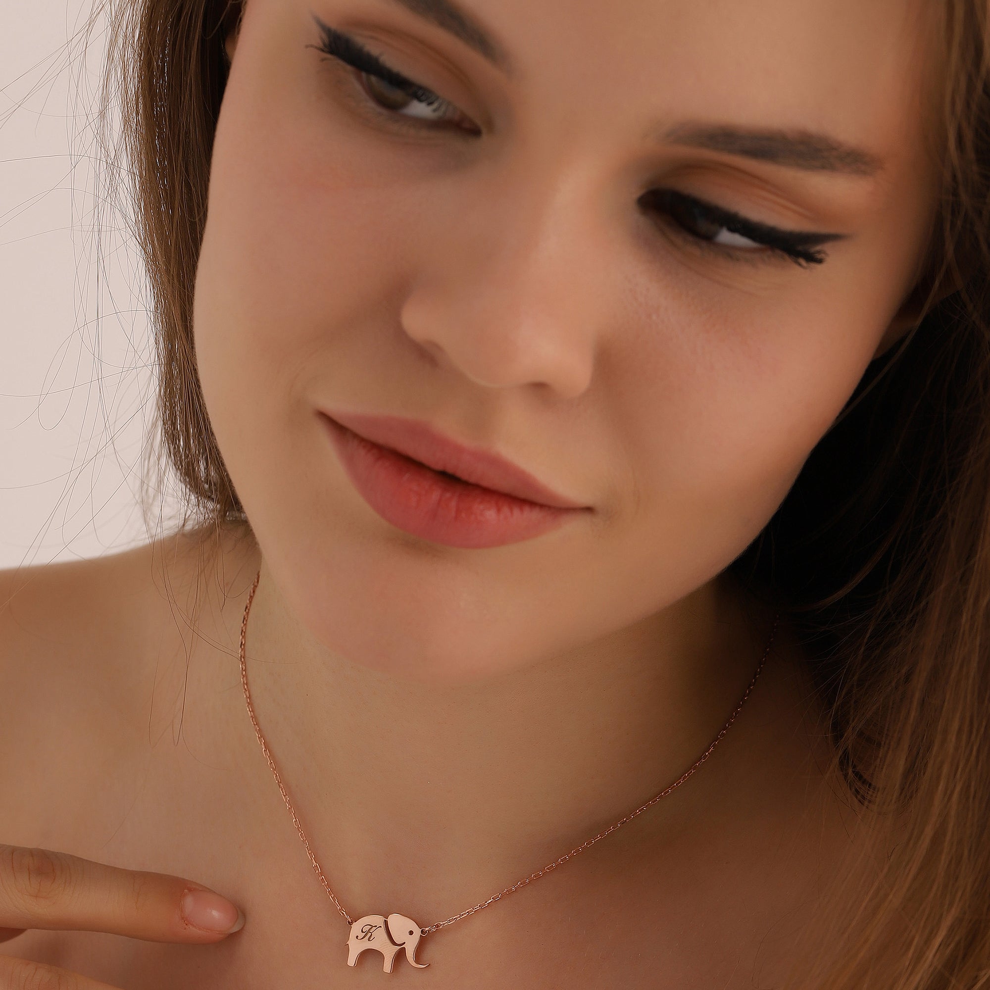 Elephant Necklace Letter Silver - Dainty Personalized Jewelry | Custom Necklaces & Gifts