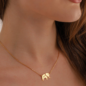 Elephant Necklace Letter Silver - Dainty Personalized Jewelry | Custom Necklaces & Gifts