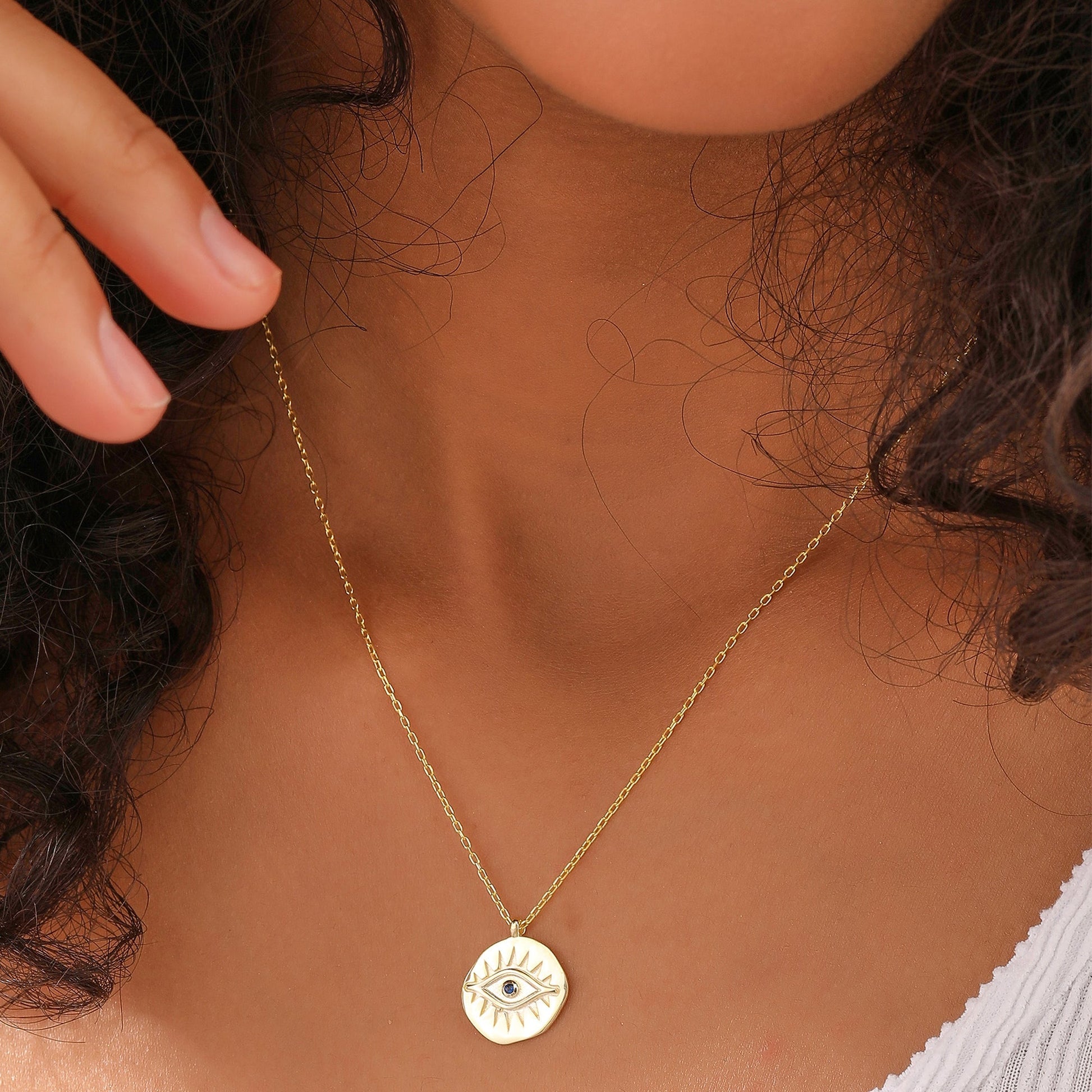 Evil Eye Locket Necklace Silver - Dainty Personalized Jewelry | Custom Necklaces & Gifts