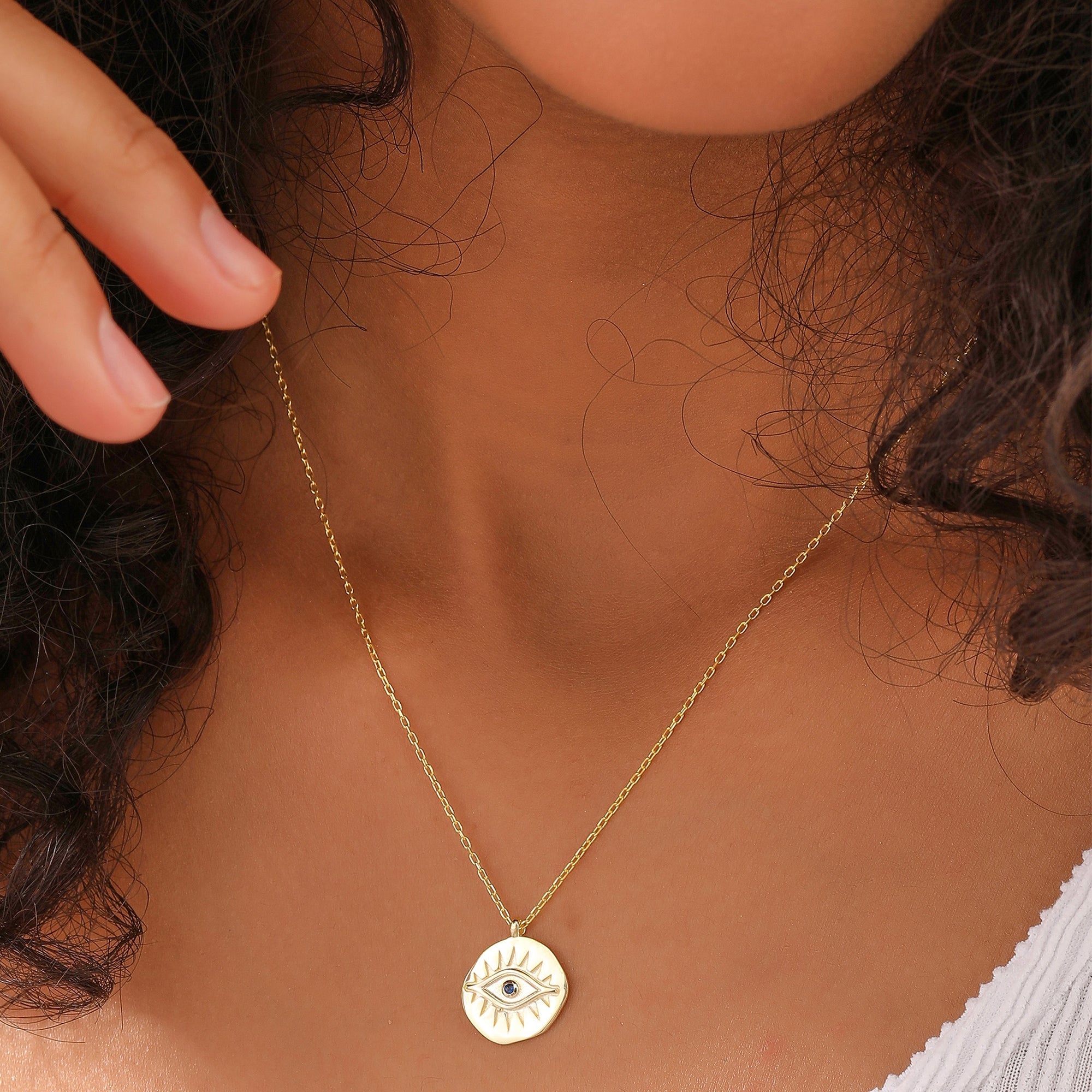 Evil Eye Locket Necklace Silver - Dainty Personalized Jewelry | Custom Necklaces & Gifts