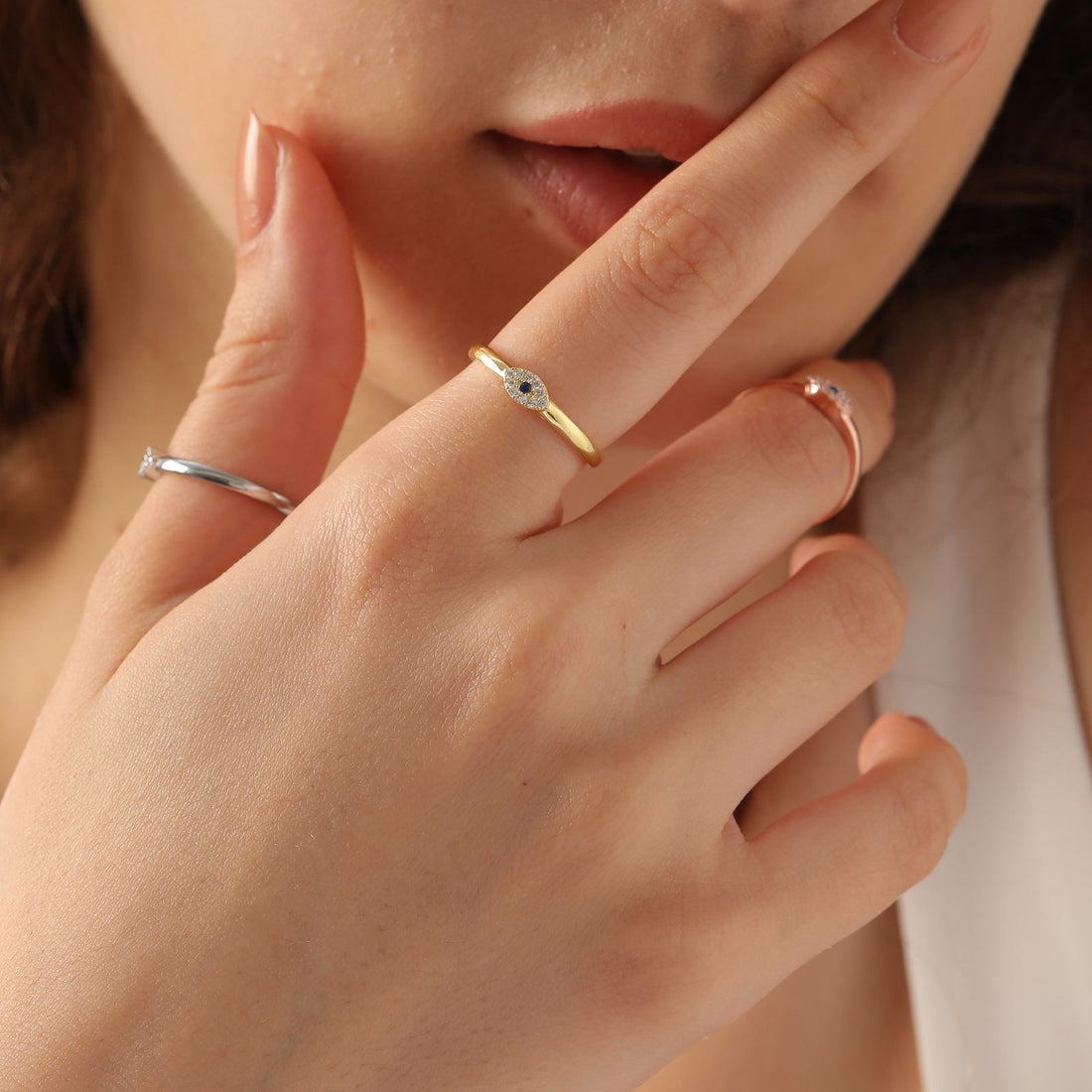 Stackable Evil Eye Ring for Protection