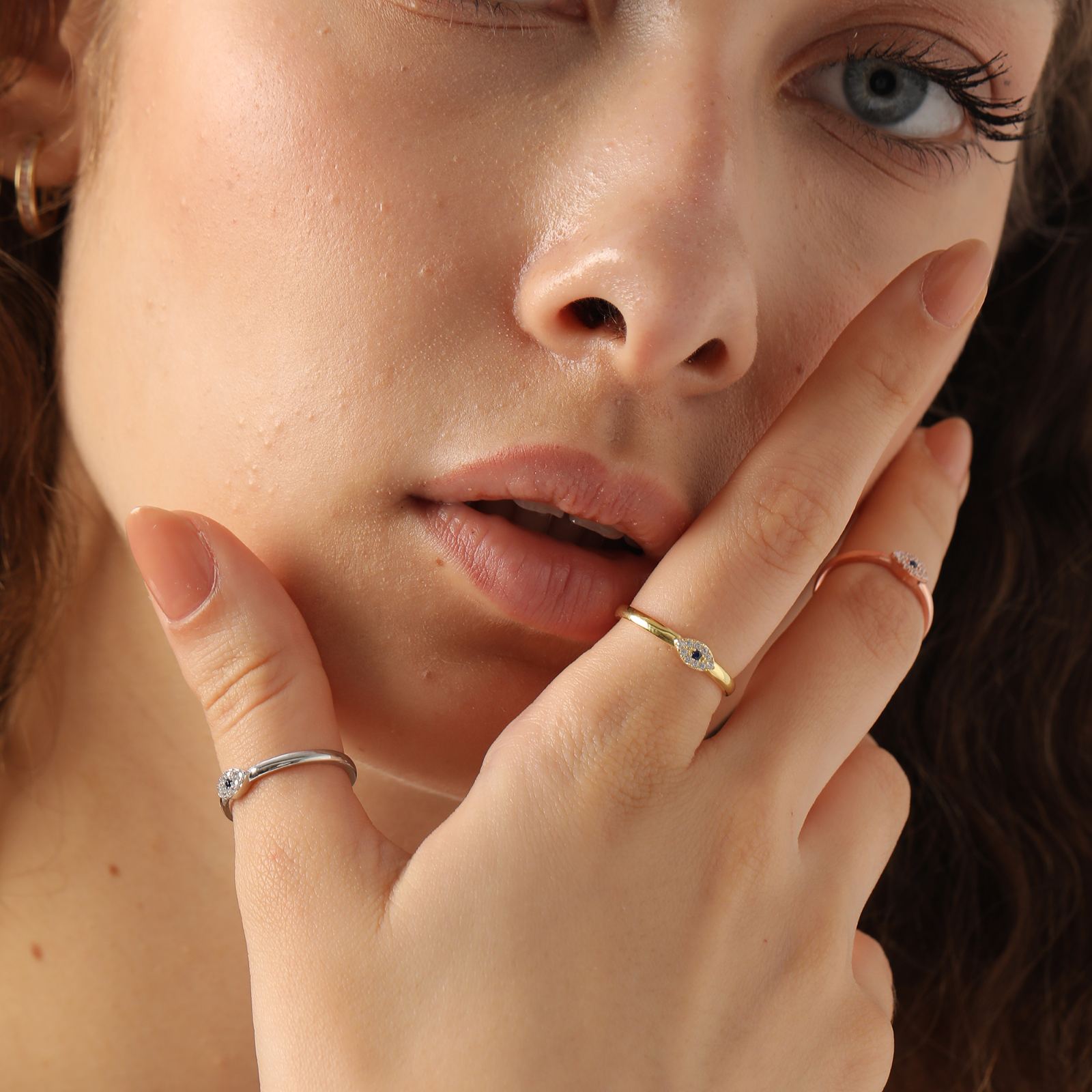 Stackable Evil Eye Ring for Protection