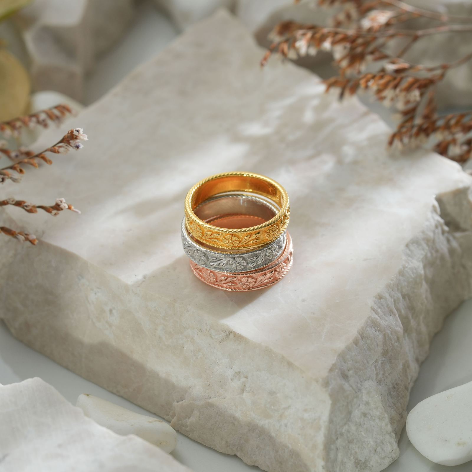 Flower Wedding Ring Elegant Sterling Silver Vintage Design - Dainty Personalized Jewelry | Custom Necklaces & Gifts